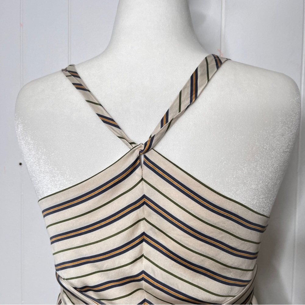 BCBGMaxAzria Cream and Brown Striped Silk Camisole - Picture 7 of 12